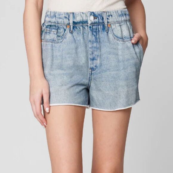 Blank NYC Pants - Blank NYC City Scape French Terry Faux Denim Shorts Blue Medium